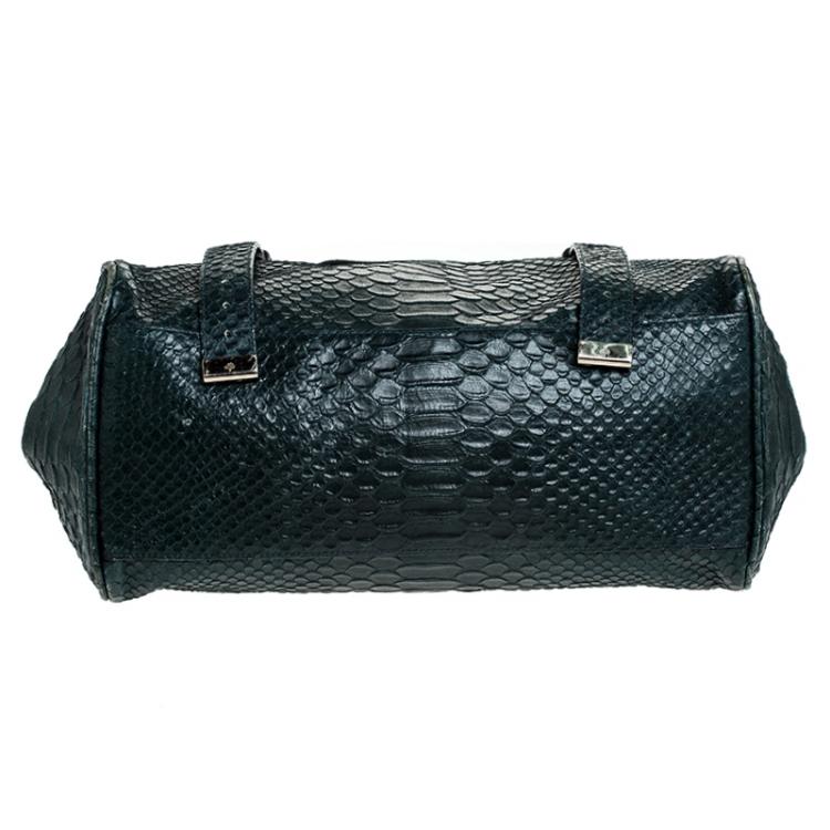 Pre Owned Mulberry Dark Green Python Embossed Leather Alexa Shoulder Bag