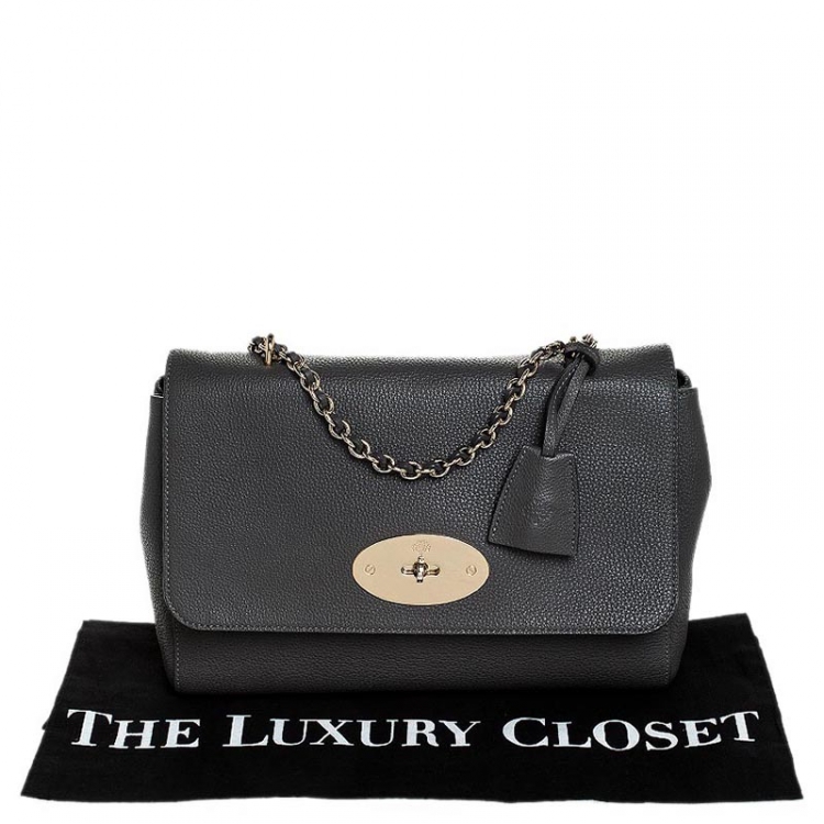 Pre Owned Mulberry Grey Leather Small Lily Shoulder Bag