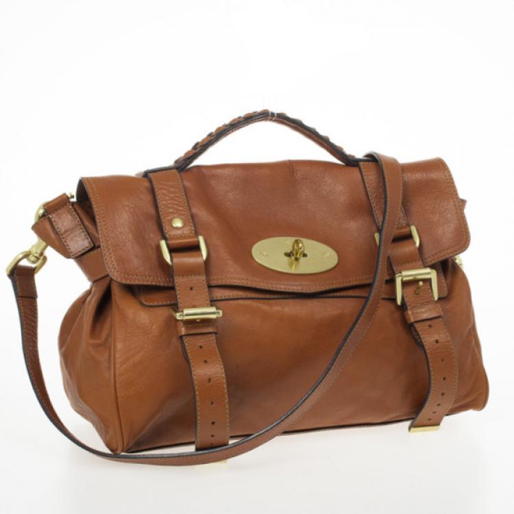 Pre Owned Mulberry Canary Brown Calfskin Alexa Bag