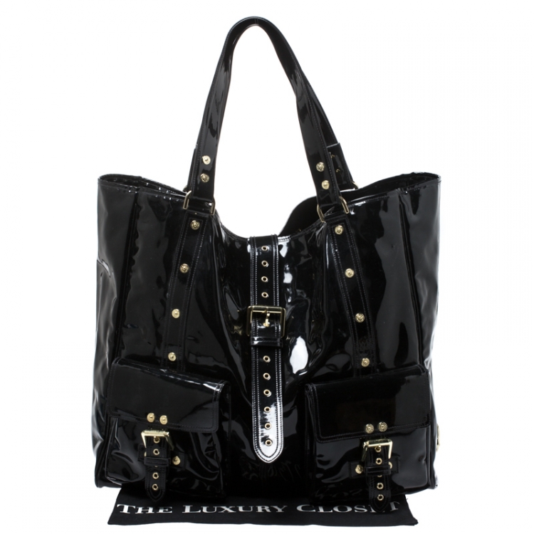 Pre Owned Mulberry Black Patent Leather Roxanne Tote