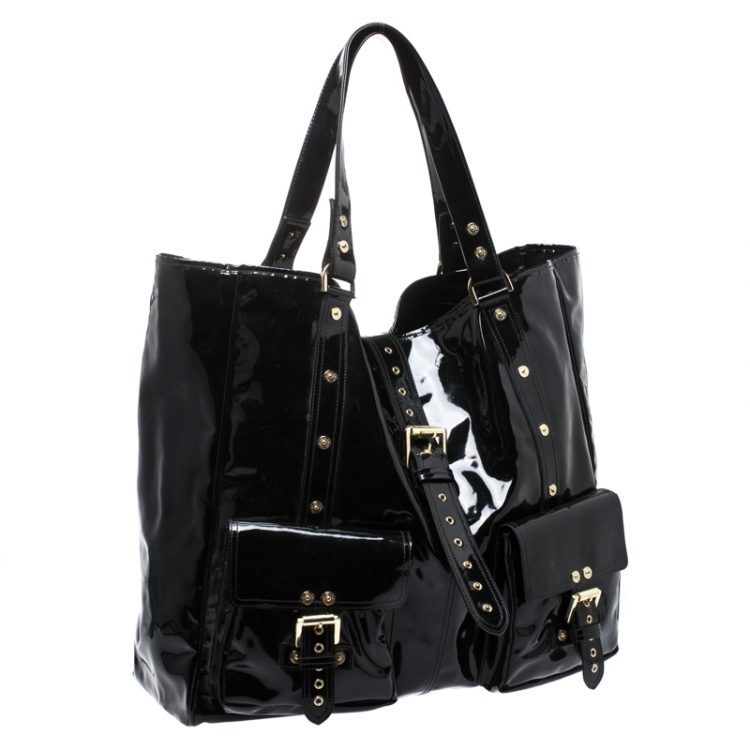 Pre Owned Mulberry Black Patent Leather Roxanne Tote