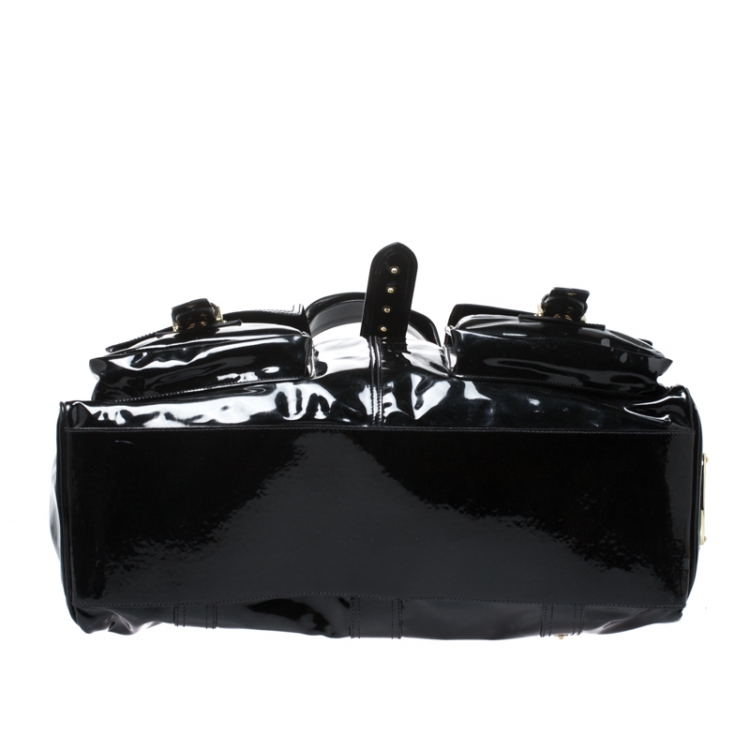 Pre Owned Mulberry Black Patent Leather Roxanne Tote