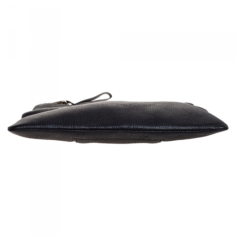 Pre Owned Mulberry Black Leather Daria Fold-Over Clutch 