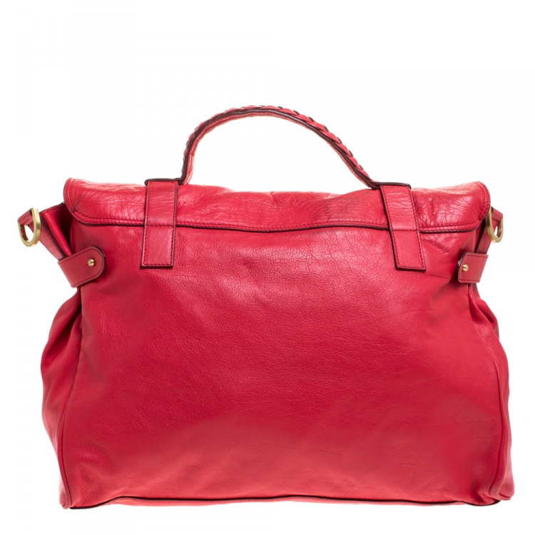 Pre Owned Mulberry Red Leather Oversized Alexa Satchel