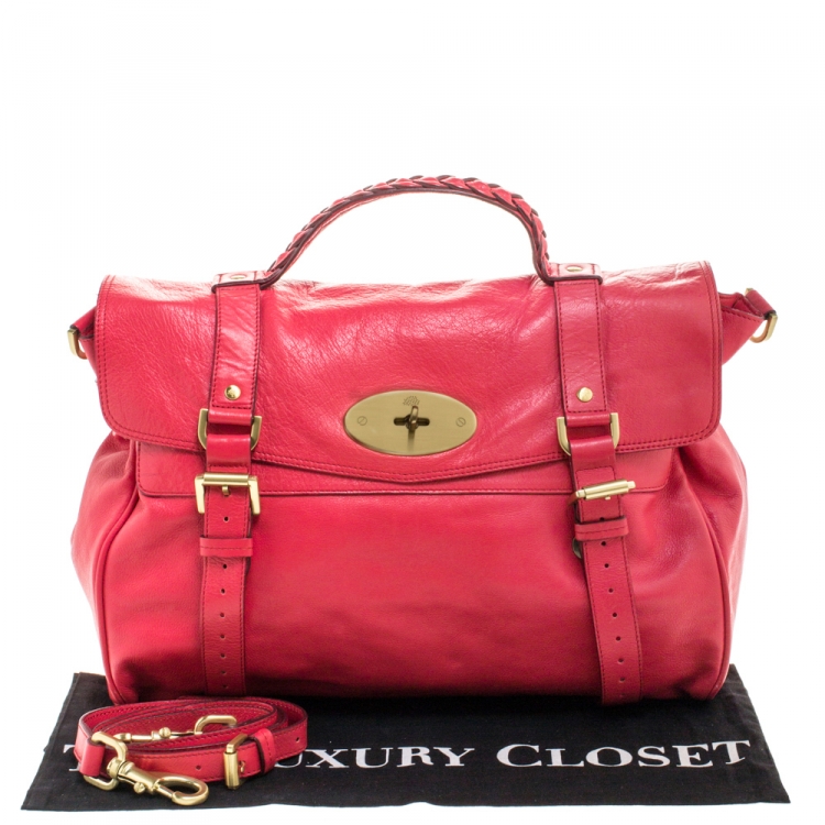 Pre Owned Mulberry Red Leather Oversized Alexa Satchel