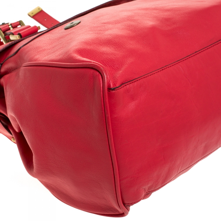 Pre Owned Mulberry Red Leather Oversized Alexa Satchel