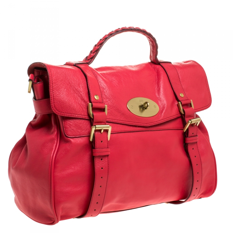 Pre Owned Mulberry Red Leather Oversized Alexa Satchel