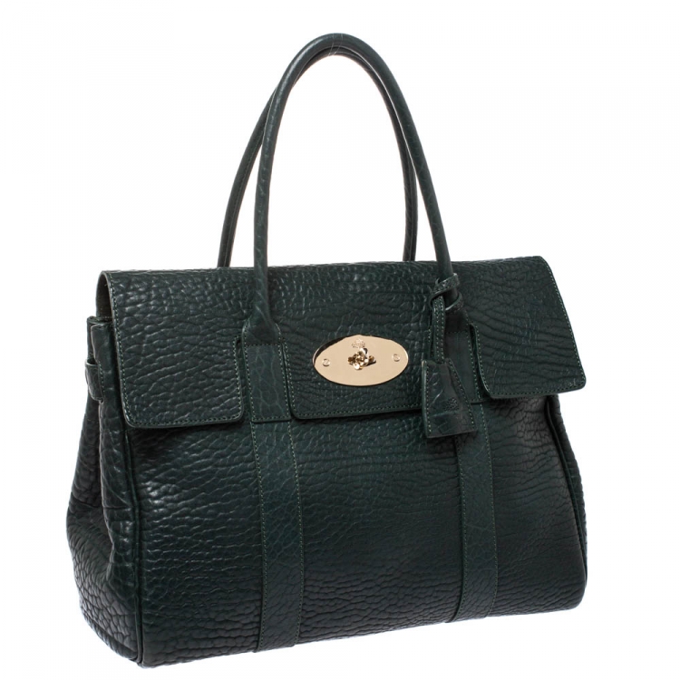 مملوكة مسبقًا Mulberry Pheasant Green Grained Leather Bayswater Satchel