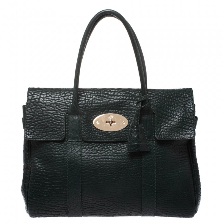 مملوكة مسبقًا Mulberry Pheasant Green Grained Leather Bayswater Satchel