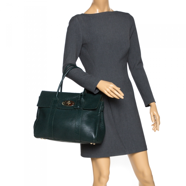 مملوكة مسبقًا Mulberry Pheasant Green Grained Leather Bayswater Satchel