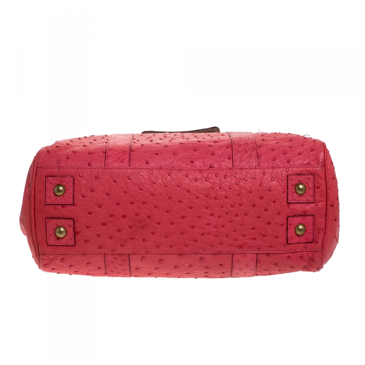 Pre Owned Mulberry Pink Ostrich Bayswater Satchel