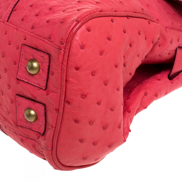 Pre Owned Mulberry Pink Ostrich Bayswater Satchel