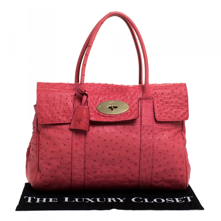 Pre Owned Mulberry Pink Ostrich Bayswater Satchel