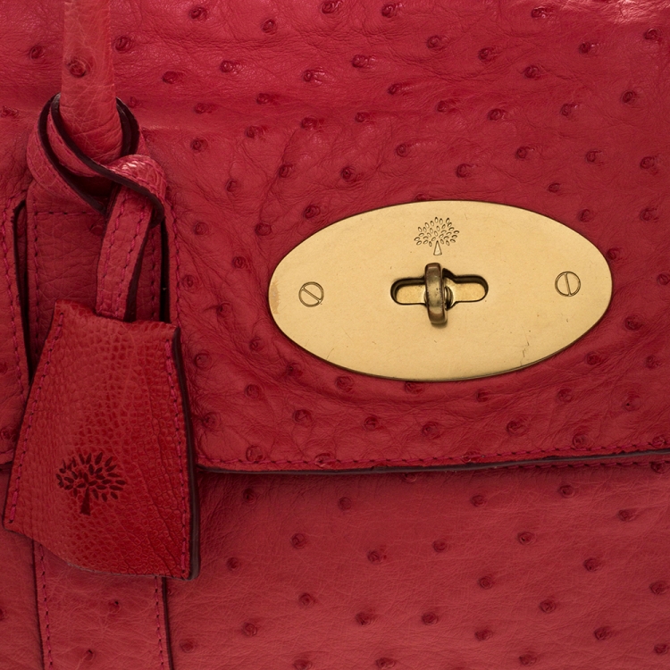 Pre Owned Mulberry Pink Ostrich Bayswater Satchel