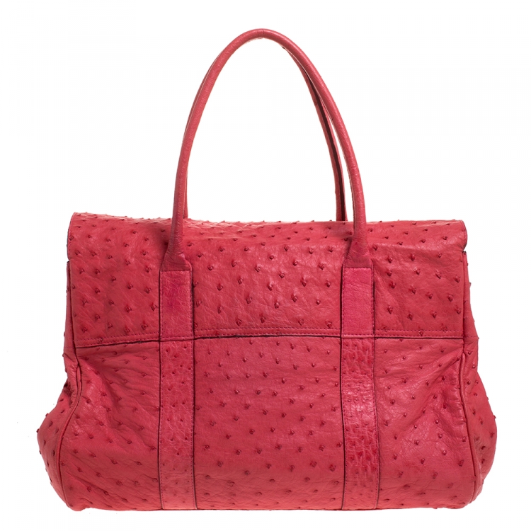 Pre Owned Mulberry Pink Ostrich Bayswater Satchel