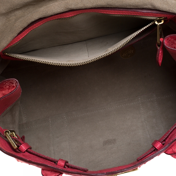Pre Owned Mulberry Pink Ostrich Bayswater Satchel