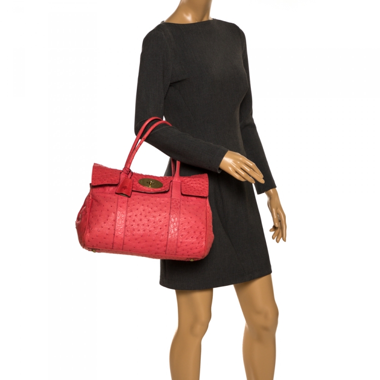 Pre Owned Mulberry Pink Ostrich Bayswater Satchel