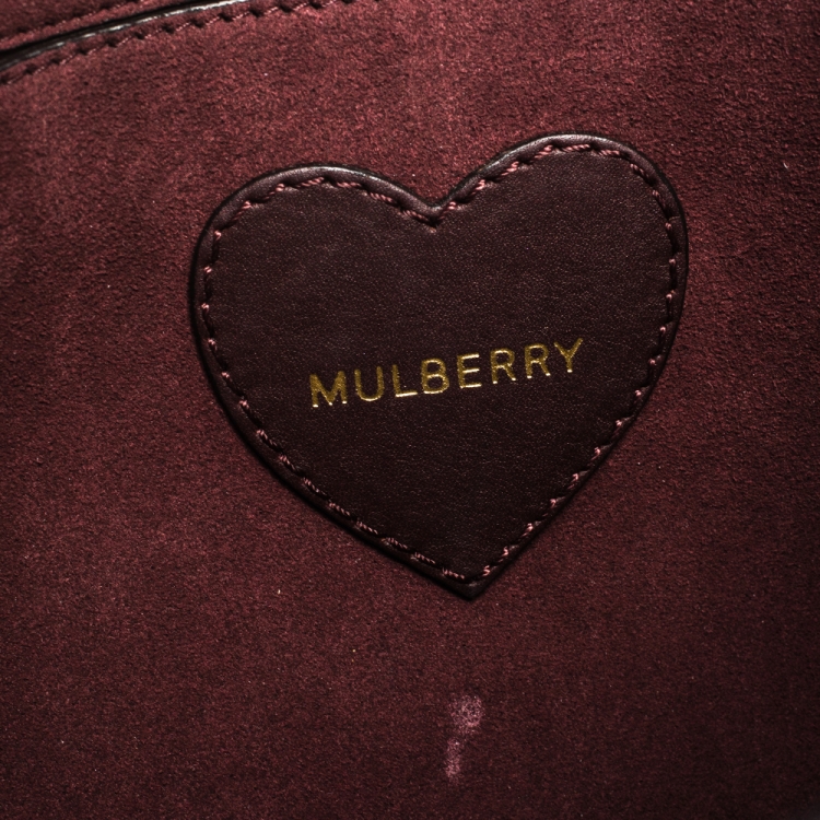 Pre Owned Mulberry Burgundy Leather Cara Delevigne Studded Convertible Satchel
