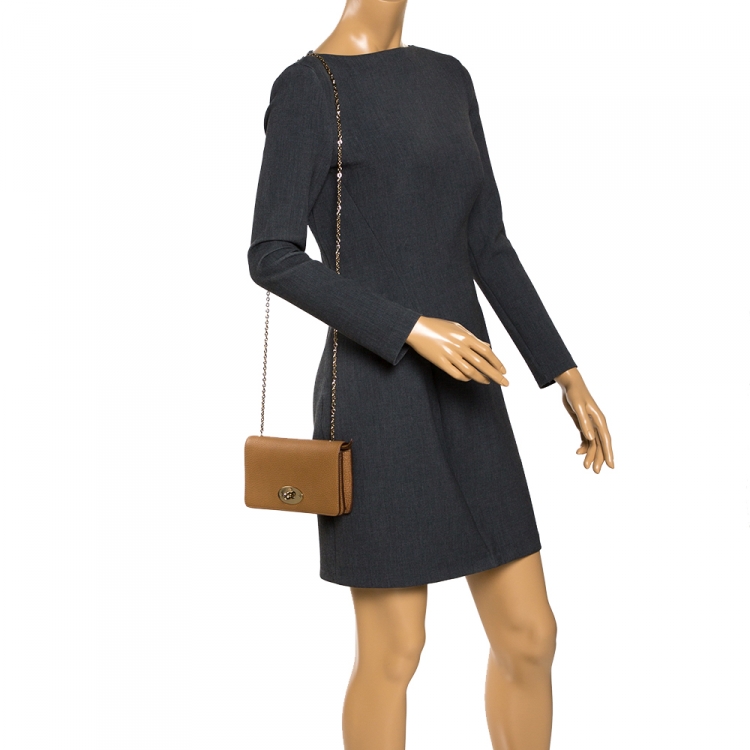 Pre Owned Mulberry Brown Leather Bayswater Chain Clutch