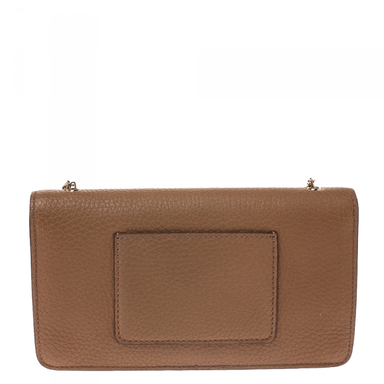 Pre Owned Mulberry Brown Leather Bayswater Chain Clutch