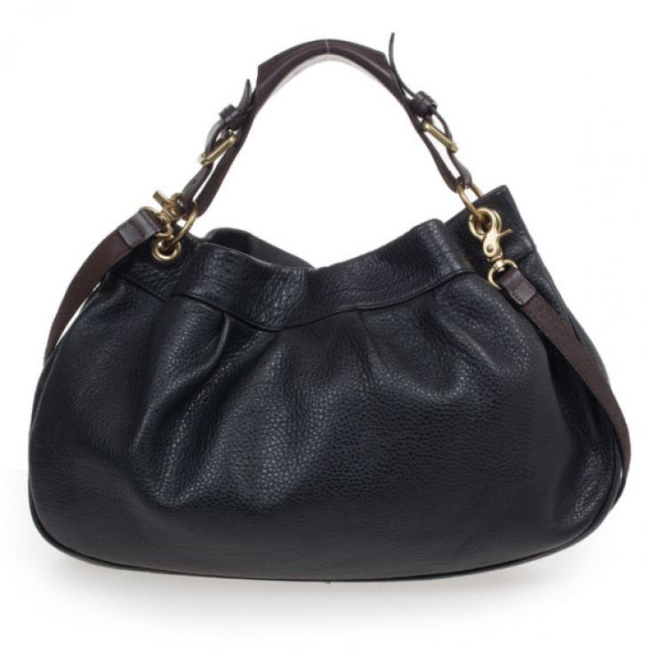 Pre Owned Mulberry Black Textured Leather Crossbody