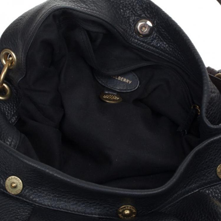 Pre Owned Mulberry Black Textured Leather Crossbody