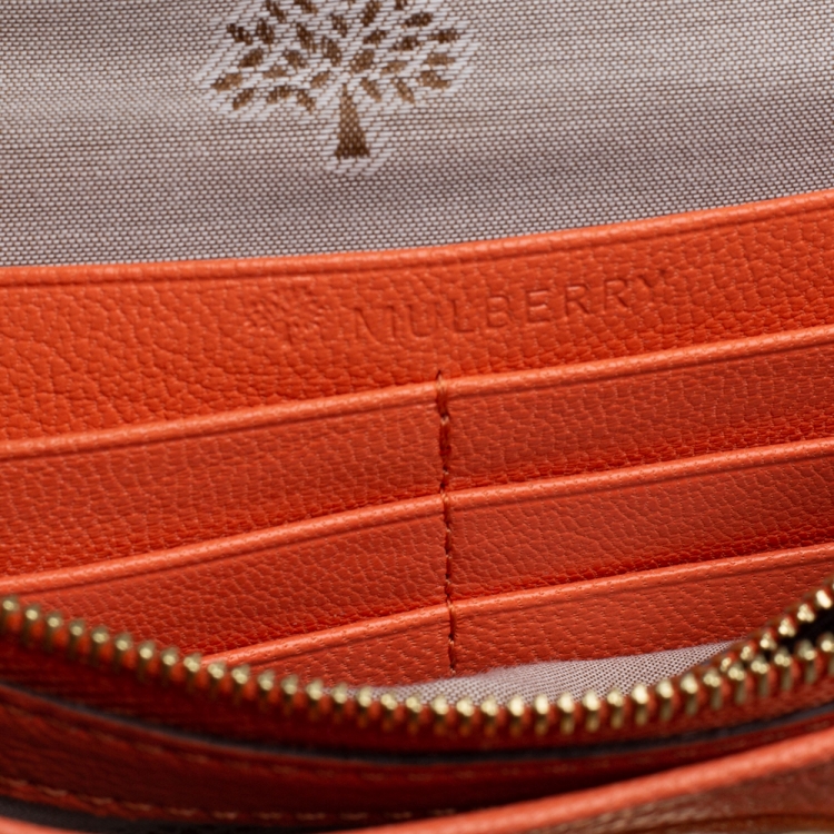 Pre Owned Mulberry Coral Orange Leather Postman Lock Flap Clutch