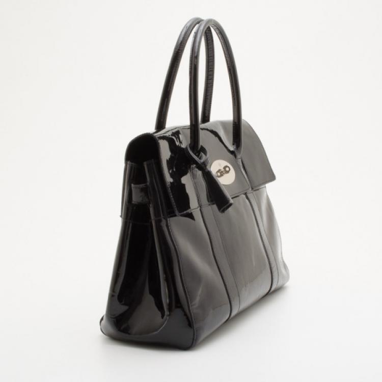 Pre Owned Mulberry Black Patent Bayswater