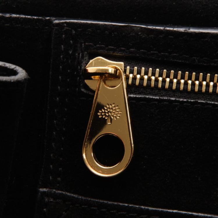 Pre Owned Mulberry Black Soft Croc Printed Bayswater Satchel