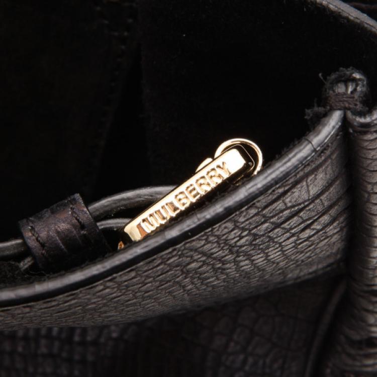 Pre Owned Mulberry Black Soft Croc Printed Bayswater Satchel