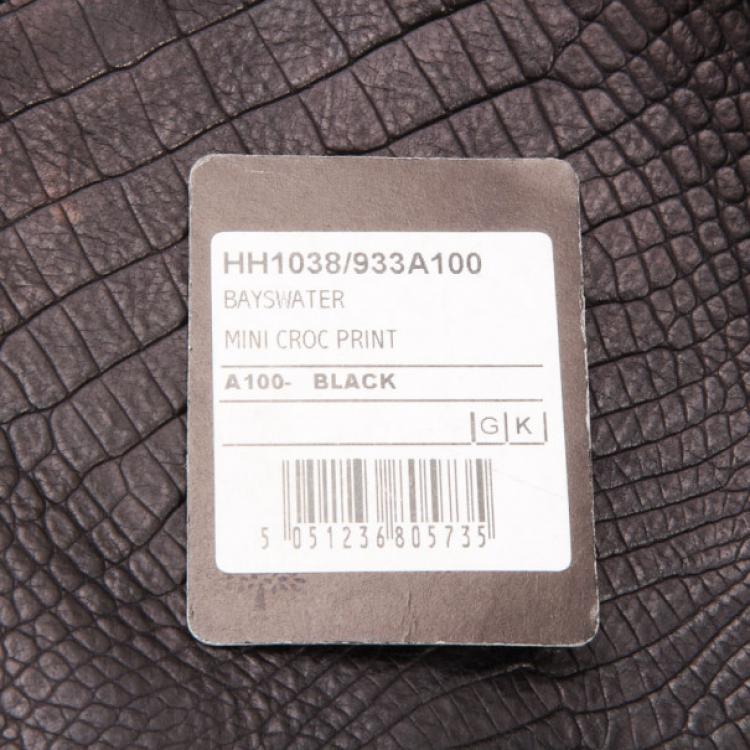 Pre Owned Mulberry Black Soft Croc Printed Bayswater Satchel