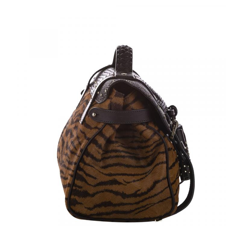 Pre Owned Mulberry Brown Ponyhair/Leather Alexa Satchel Bag