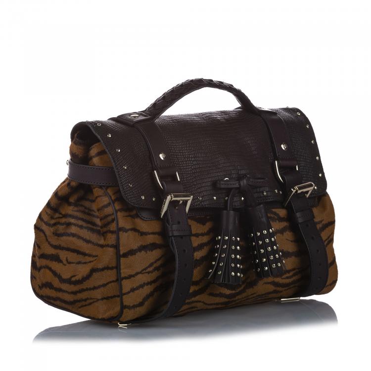 Pre Owned Mulberry Brown Ponyhair/Leather Alexa Satchel Bag
