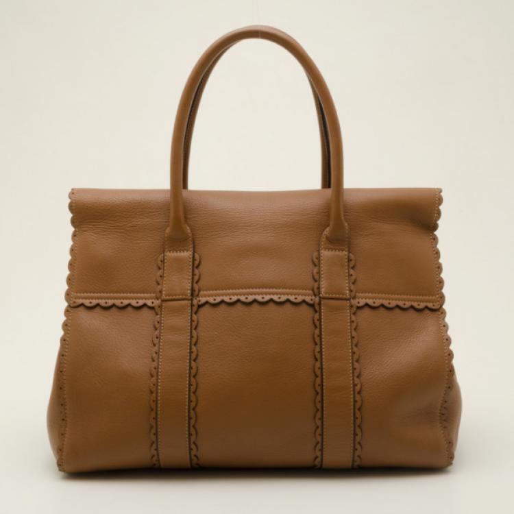 Pre Owned Mulberry Brown Leather Cookie Bayswater Satchel 