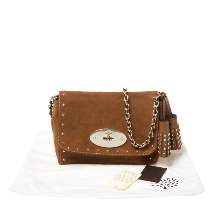 Pre Owned Mulberry Brown Suede Small Lily Crossbody Bag