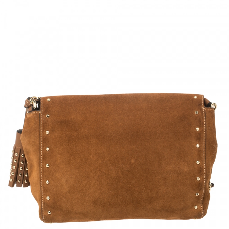Pre Owned Mulberry Brown Suede Small Lily Crossbody Bag