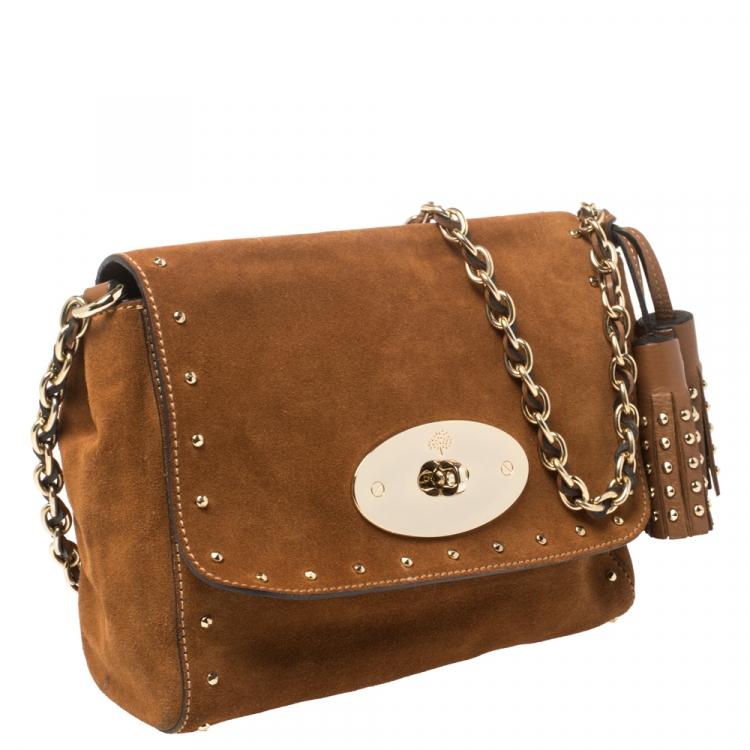 Pre Owned Mulberry Brown Suede Small Lily Crossbody Bag