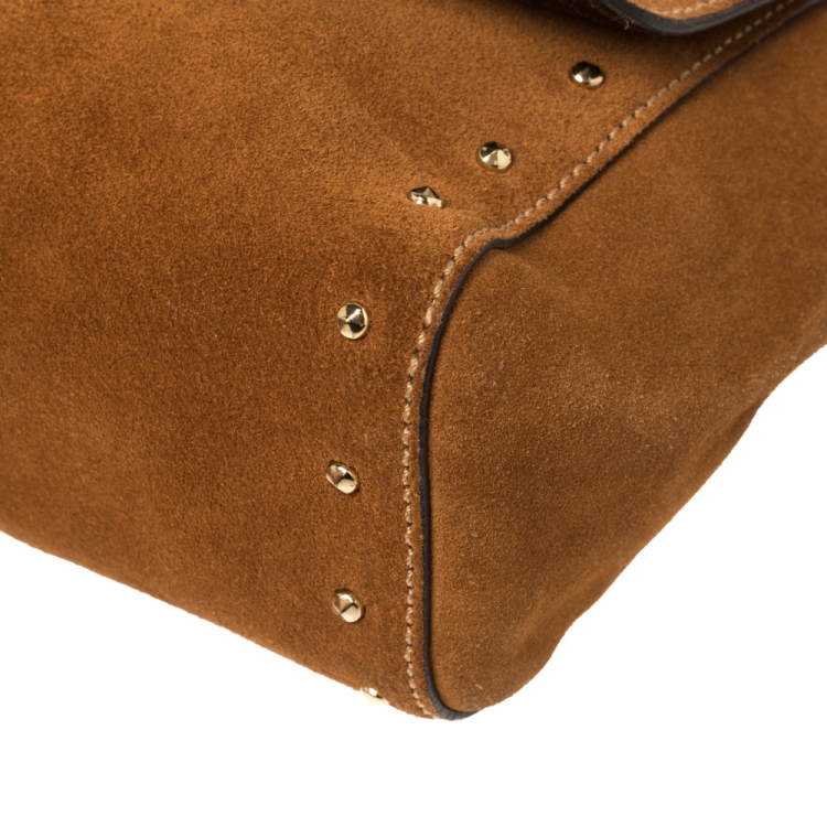 Pre Owned Mulberry Brown Suede Small Lily Crossbody Bag