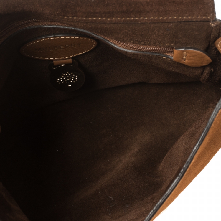 Pre Owned Mulberry Brown Suede Small Lily Crossbody Bag
