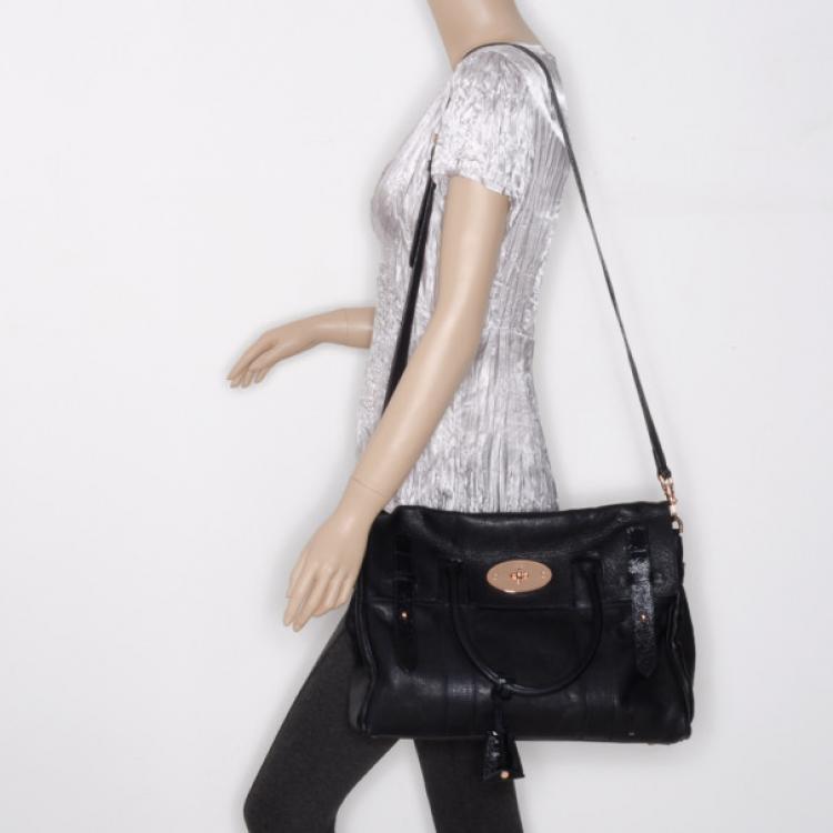 مملوكة مسبقًا Mulberry Black Heritage Baywater with Rose Gold Hardware