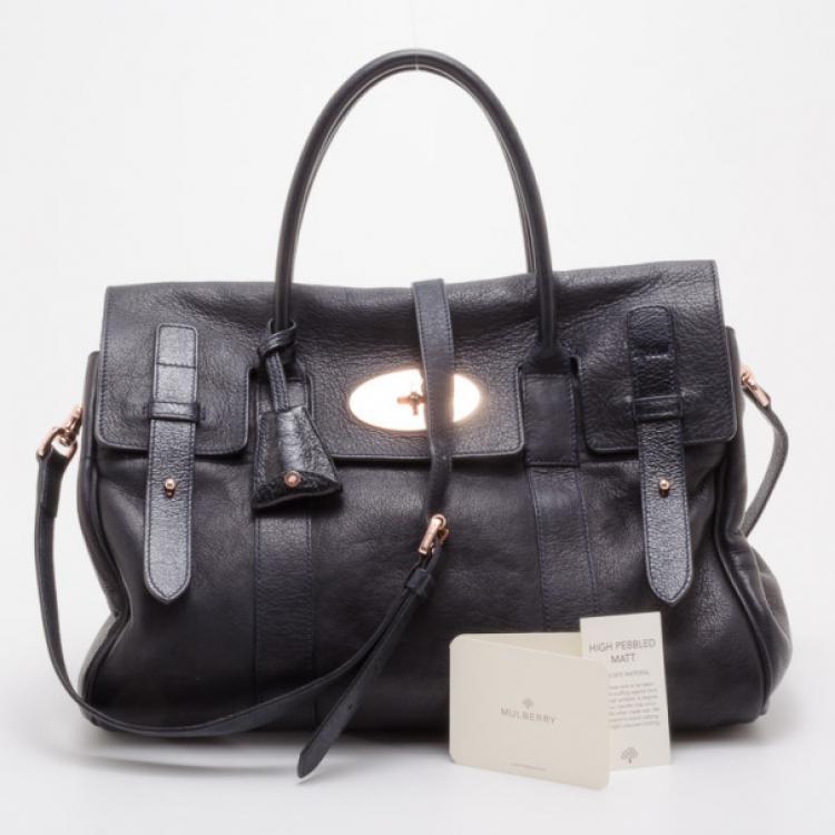 مملوكة مسبقًا Mulberry Black Heritage Baywater with Rose Gold Hardware