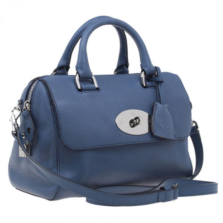 Pre Owned Mulberry Blue Leather Small Del Rey Satchel