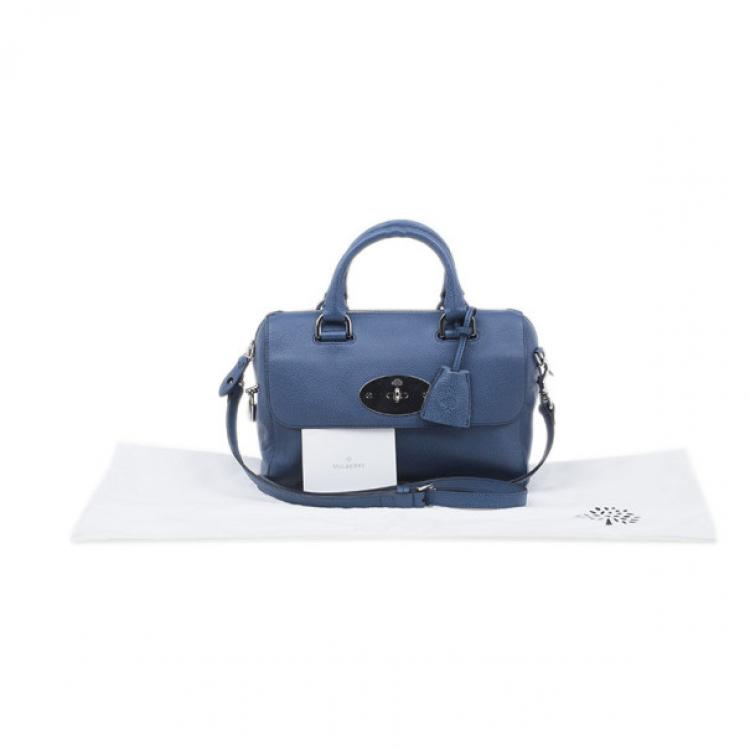 Pre Owned Mulberry Blue Leather Small Del Rey Satchel