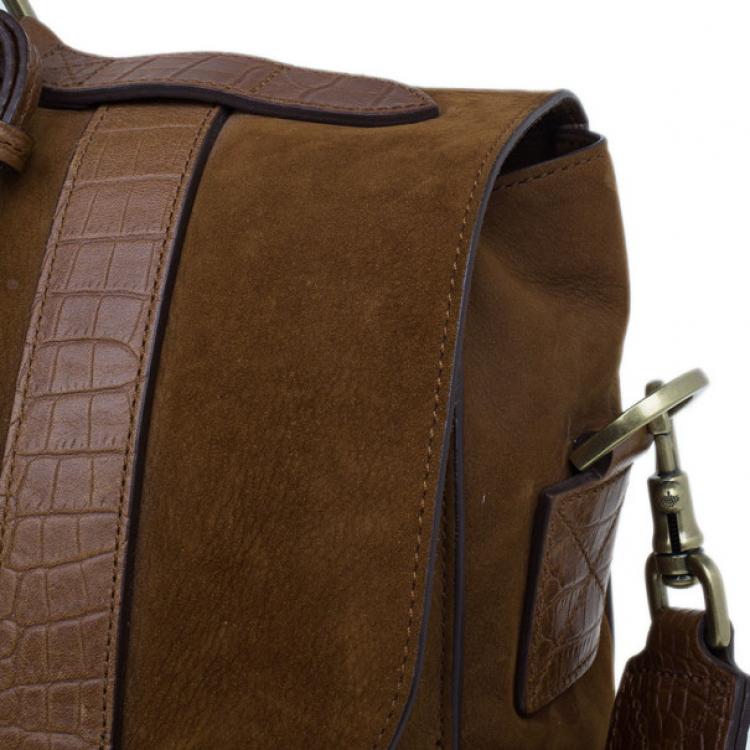 Pre Owned Mulberry Cognac Leather Ted Convertible Messenger Bag