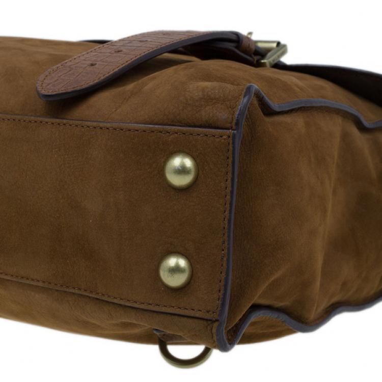 Pre Owned Mulberry Cognac Leather Ted Convertible Messenger Bag