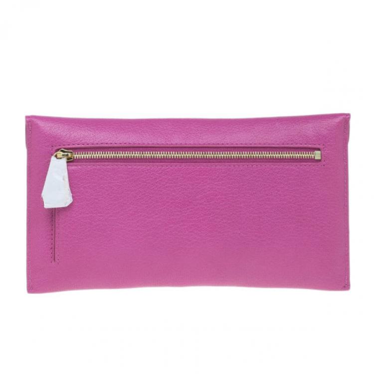 Pre Owned Mulberry Purple Leather Envelope Wallet