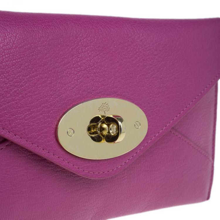 Pre Owned Mulberry Purple Leather Envelope Wallet