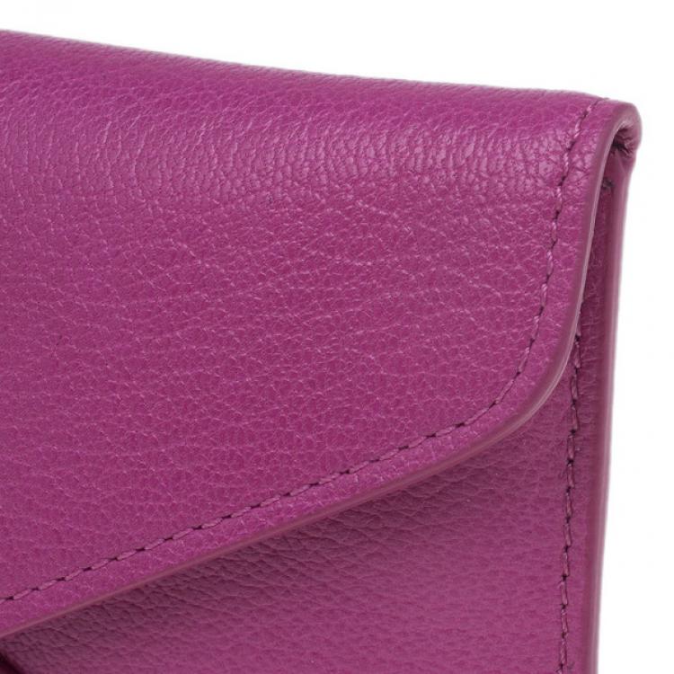 Pre Owned Mulberry Purple Leather Envelope Wallet