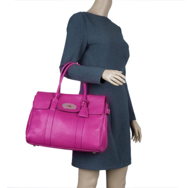 Pre Owned Mulberry Pink Pebbled Leather Bayswater Satchel