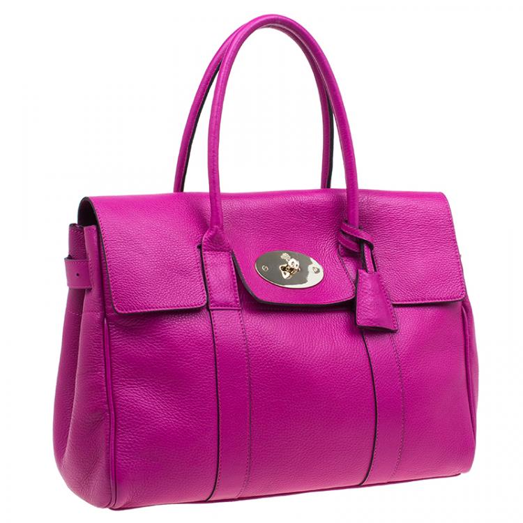 Pre Owned Mulberry Pink Pebbled Leather Bayswater Satchel